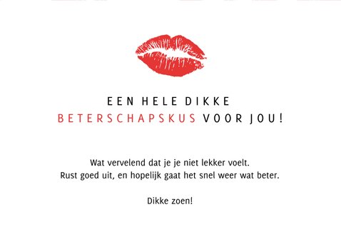 Beterschapskaart get well zoen met veel beterschaps kussen 3
