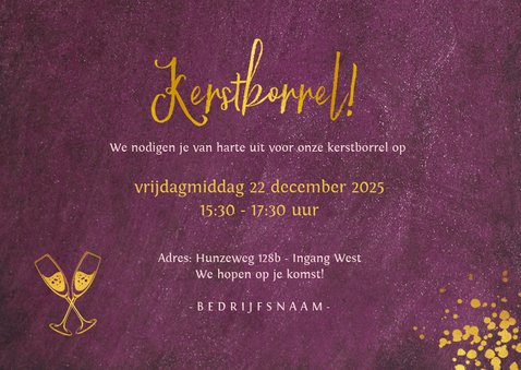 Bordeaux kleurige uitnodiging voor zakelijke kerstborrel 3