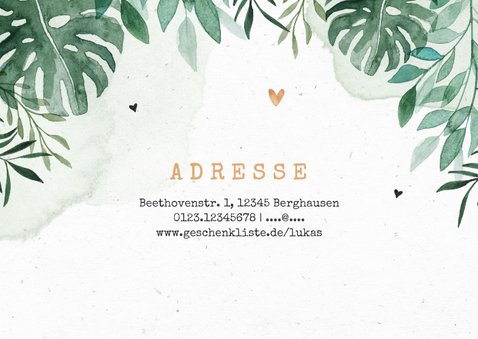 Botanische Einladung Kindergeburtstag mit Foto und Tiger 2