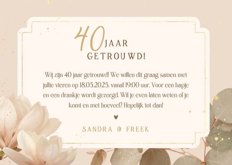 Botanische uitnodiging 40 jaar getrouwd jubileum eucalyptus 3
