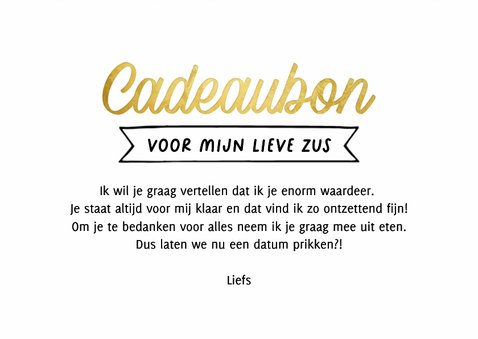 Cadeaubon diner etentje goud doodle algemeen 3