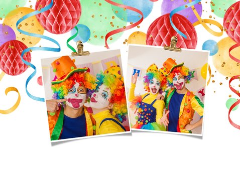 Carnavalskaart feestelijk confetti slingers kleurrijk 2
