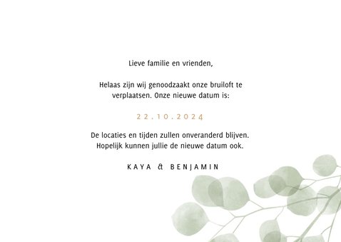 Change the date kaart waterverf eucalyptus en typografie 3