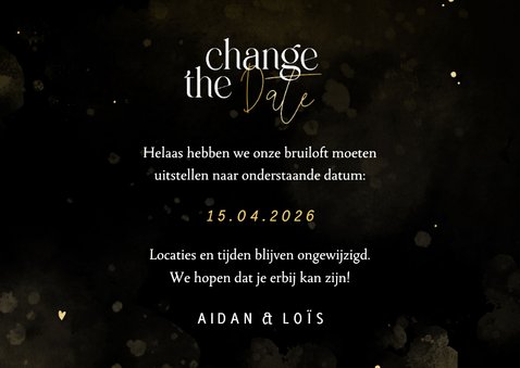 Change the date zwart met goud hartjes en waterverf 3