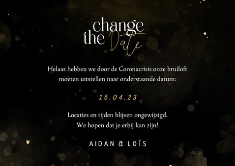 Change the date zwart met goud hartjes en waterverf 3
