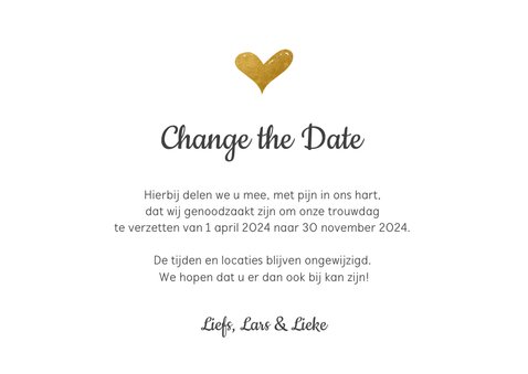 Change the datekaart met gouden hartje en confetti 3