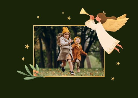 Christelijke foto- kerstkaart zalig kerstfeest engel krans 2
