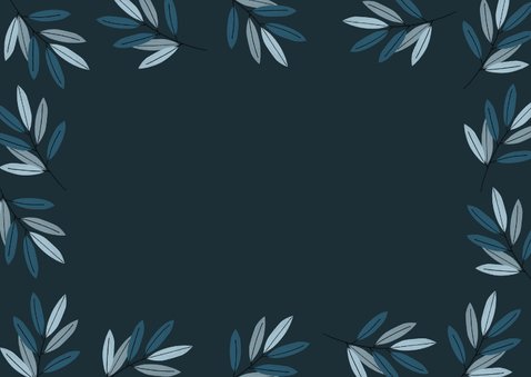 Christelijke kerstkaart blauw bladeren foto gezegende dagen Achterkant