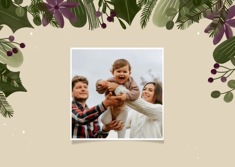 Christelijke kerstkaart fotocollage botanisch kaars 2