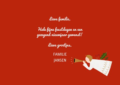 Christelijke kerstkaart met foto en engel illustraties 3