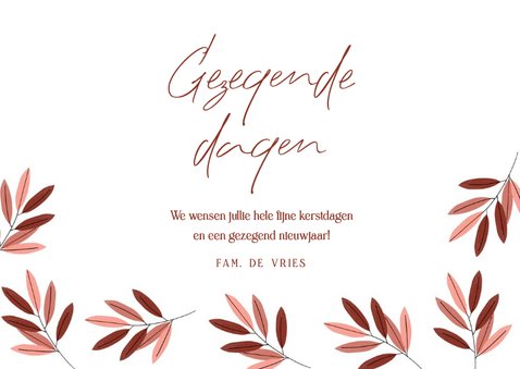 Christelijke kerstkaart rood bladeren foto alle eer aan Hem 3