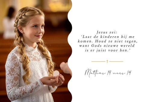 Communie bedankkaart met foto en duifje 2