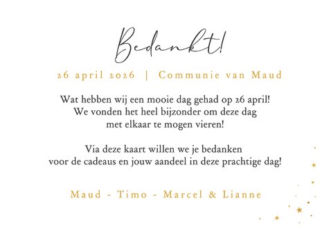 Communie bedankkaart met foto en duifje 3