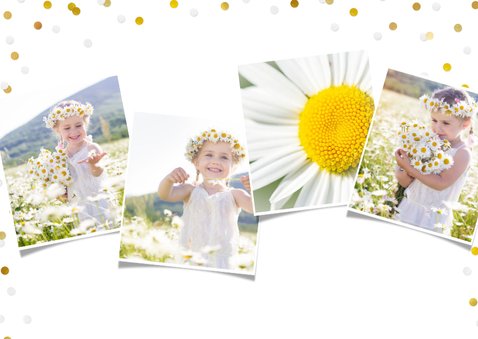 Communie fotocollage kaart meisje met goudlook confetti 2