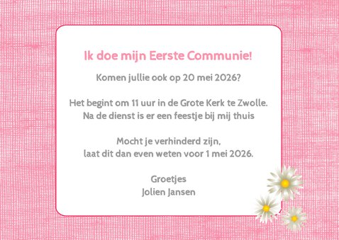 Communie roze bloemen - DH 3