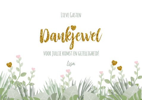 Communie trendy foto bedank kaart botanische stijl 3