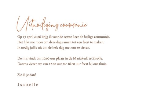 Communie uitnodiging foto ichthus bohemian gedroogde takjes 3