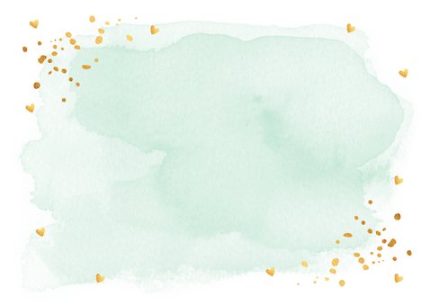 Communie uitnodiging groen watercolour hartje goud jongen Achterkant