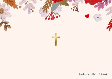 Communiekaart bedankkaart met foto en bloemen 2