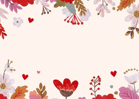 Communiekaart bedankkaart met foto en bloemen Achterkant