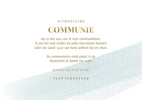 Communiekaart blauwe waterverf met grafisch patroon 3