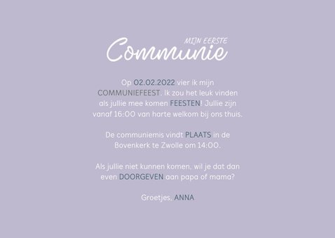 Communiekaart grote foto confetti kader 3