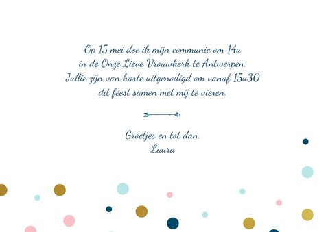 Communiekaart meisje confetti 3