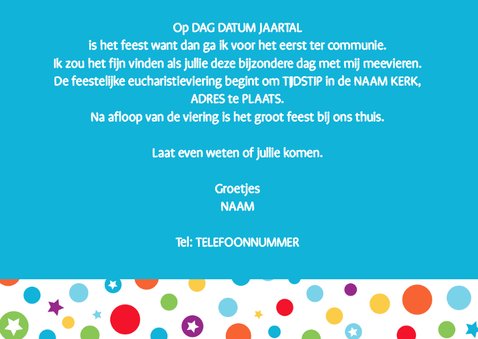 Communiekaart rondjes jongen 3