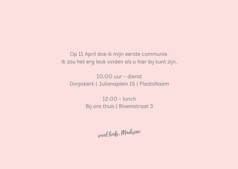 Communiekaart strepen en drie foto's 3