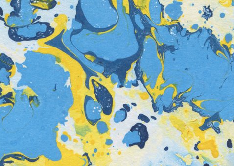 Communiekaart verf en sticker geel-blauw 2