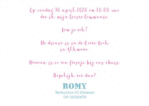 Communiekaart verf en sticker roze-aqua 3