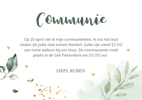 Communiekaart waterverf groen goudlook 3