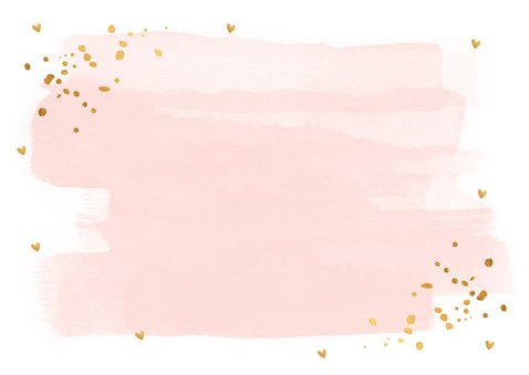 Communiekaart waterverf roze goudlook confetti Achterkant