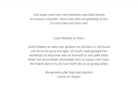 Condoleance alle kleur uit het leven verdwenen 3