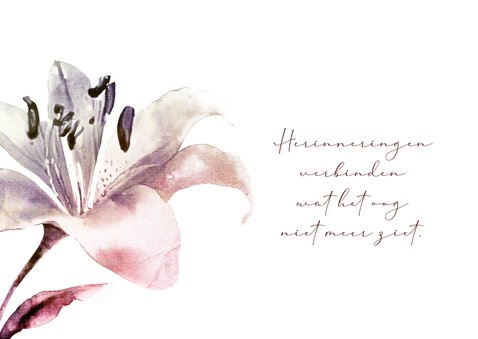 Condoleancekaart lelie bloem aquarel met textuur 2