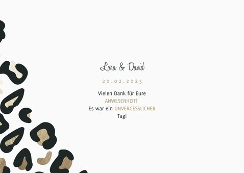 Dankeskarte Hochzeit Leopardenmuster und Foto 3