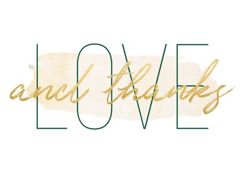 Dankeskarte Hochzeit mit Foto 'Love and thanks' im Goldlook 2