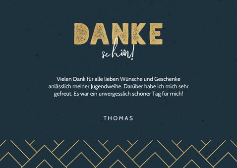 Dankeskarte Jugendweihe Fotos grafisch blau 3