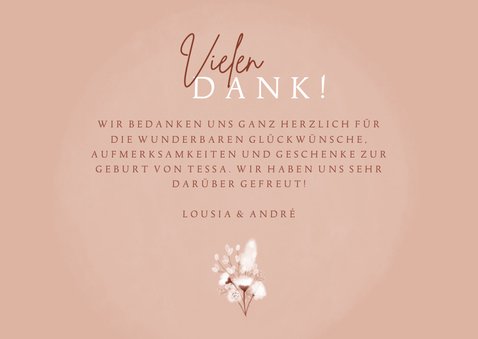 Dankeskarte zur Geburt Fotos & weiße Blumen 3