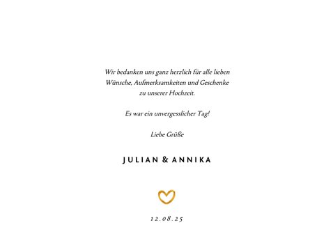 Dankeskarte zur Hochzeit Goldakzente Fotos A6 3