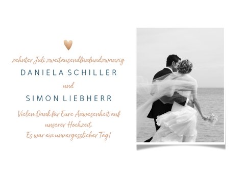 Dankeskarte zur Hochzeit mit Foto 'Thank you all' Goldlook 3