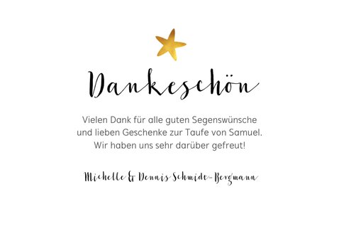 Dankeskarte zur Taufe Fotocollage mit Sternen 3