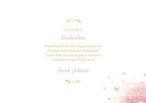 Danksagung Konfirmation Foto, Taube und Herzen 3