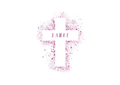 Danksagung Konfirmation Foto und Kreuz Farbspritzer pink 2