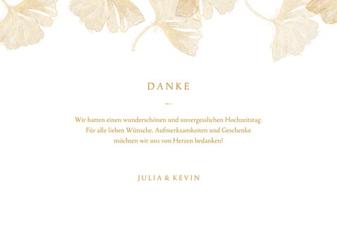 Danksagung zur Hochzeit Ginkgoblätter Stempel Foto innen 3