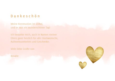 Danksagung zur Kommunion Foto auf rosa Wasserfarbe 3