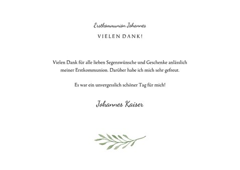 Danksagung zur Kommunion Foto und Kreuz botanisch 3