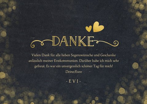 Danksagung zur Kommunion schwarz & gold 3