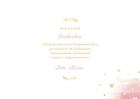 Danksagung zur Kommunion Wasserfarbe rosa Taube 3