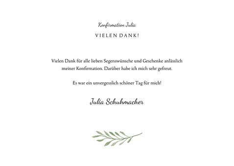 Danksagung zur Konfirmation Foto und botanisches Kreuz 3